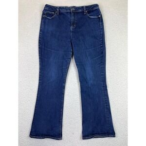 Lands' End Mid Rise Curvy Bootcut Jeans Womens 18 Blue Medium Wash Stretch Denim